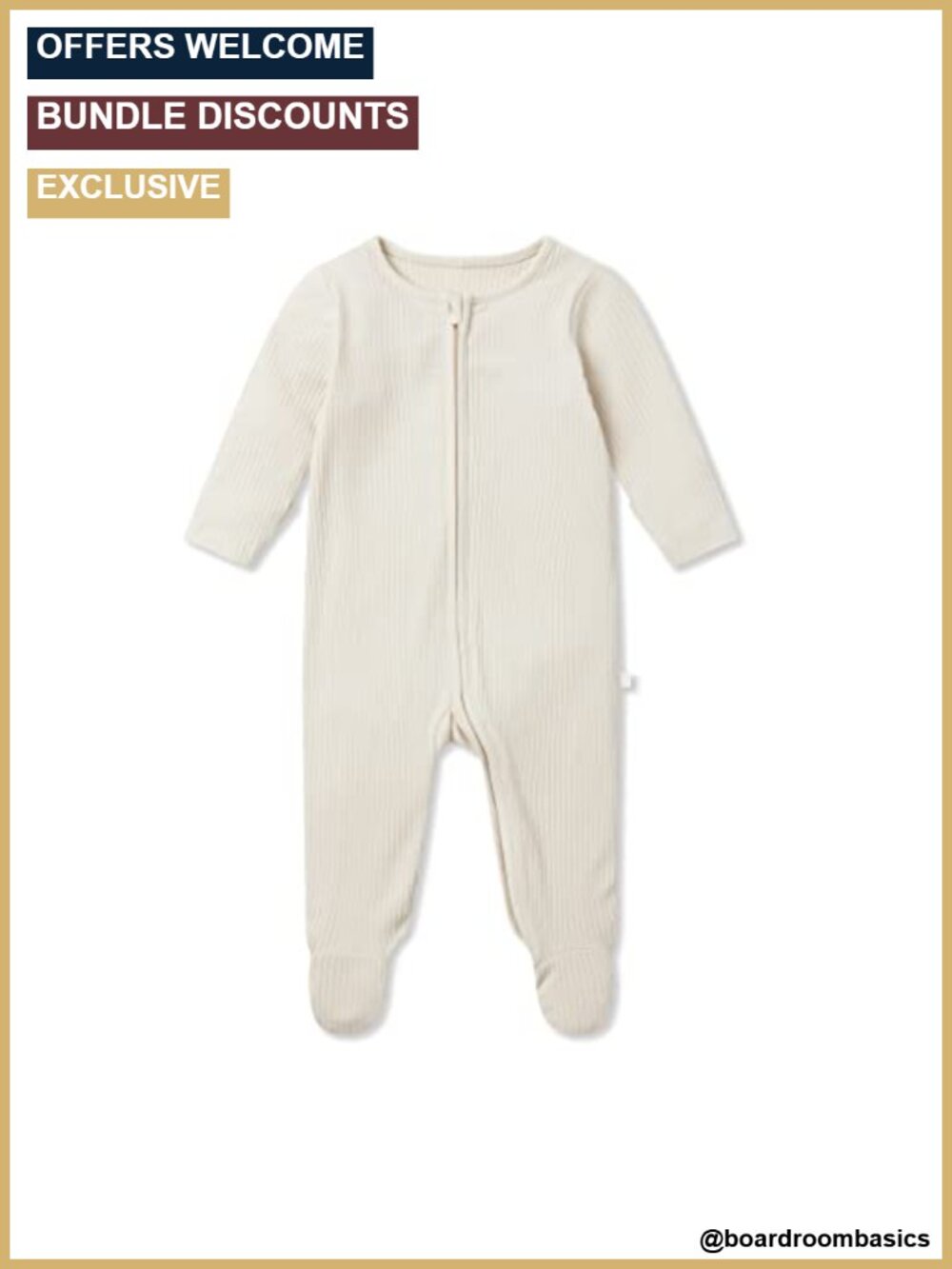 Ribbed Footed Pajamas Two-Way Zip Scratch Mitts Baby Sleepsuit